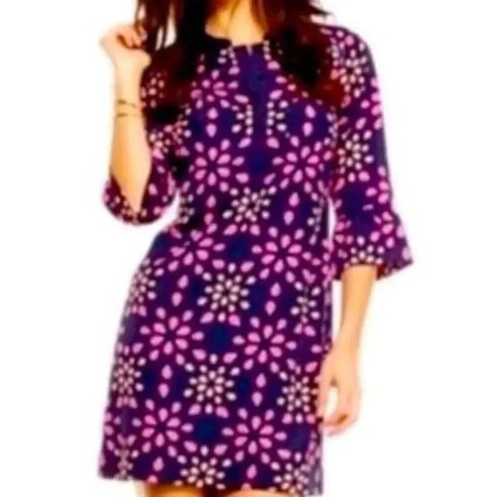 Crown & Ivy Size 6 Lady Bug Print Spring Dress Flutter Half Sleeve Cutesy Preppy